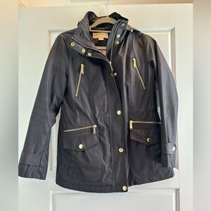 Michael Kors Black Rain Jacket with Gold Details